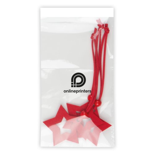 Rotes Filz Stern-Anhnger Set mit Kordel und Perle.