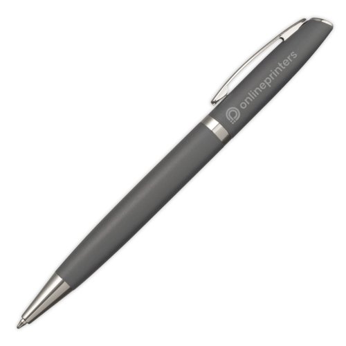 Grauer Metall-Kugelschreiber mit Clip.