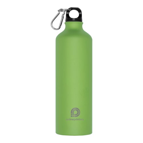 Apfelgrne Metall-Trinkflasche mit Karabinerhaken.
