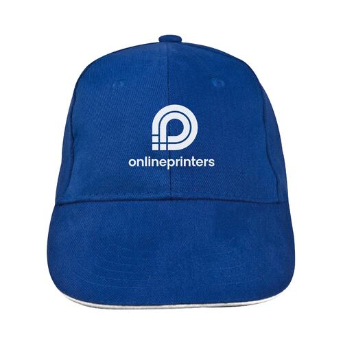 Blaue 6-Panel Baseballcap aus Baumwolle mit verstellbarem Riemen.