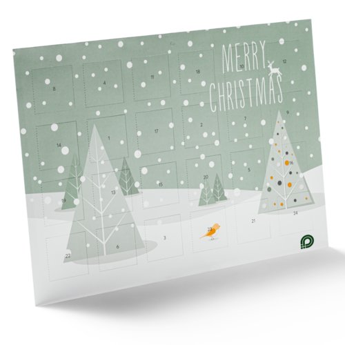 Weihnachtlicher Papier-Adventskalender mit 24 T�rchen.