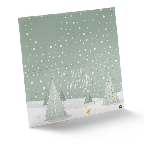 Gr�ner Papier-Adventskalender zum Aufklappen.