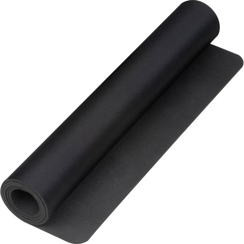 Schwarzes Gaming Pad aus Stoff mit rutschfester Unterseite.