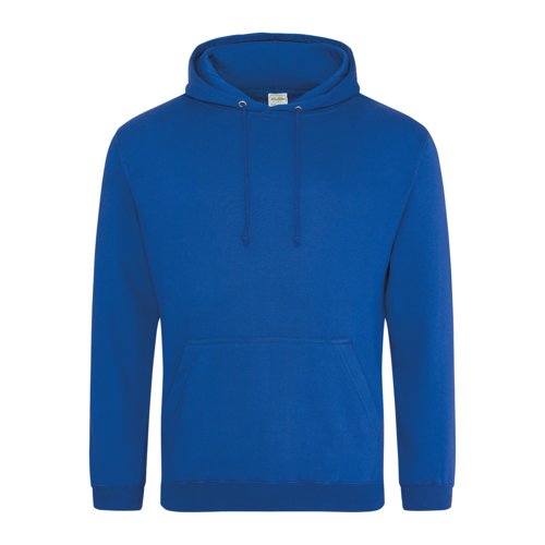 Knigsblauer Hoodie aus Baumwollmischgewebe mit Kapuze und Kngurutasche.
