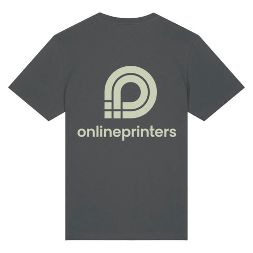 Anthrazitfarbenes T-Shirt aus Bio-Baumwolle, Unisex-Schnitt.