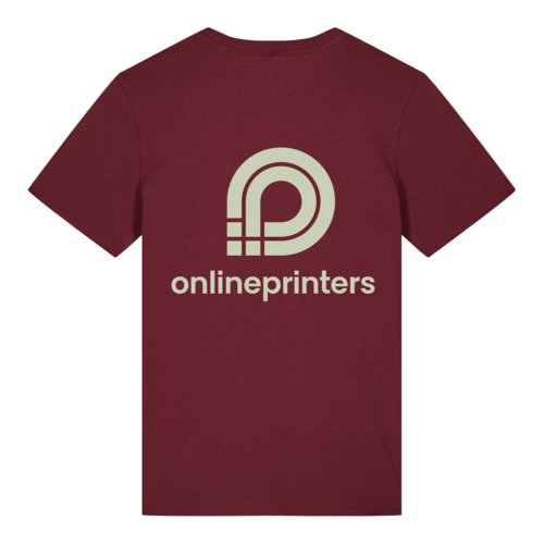 Burgunderrotes Bio-Baumwoll-T-Shirt mit kurzen rmeln.