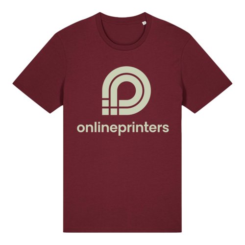 Burgunderrotes Bio-Baumwoll-T-Shirt im Unisex-Schnitt.