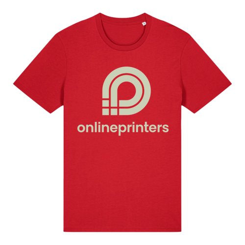 Rotes T-Shirt aus Bio-Baumwolle, Unisex-Schnitt.