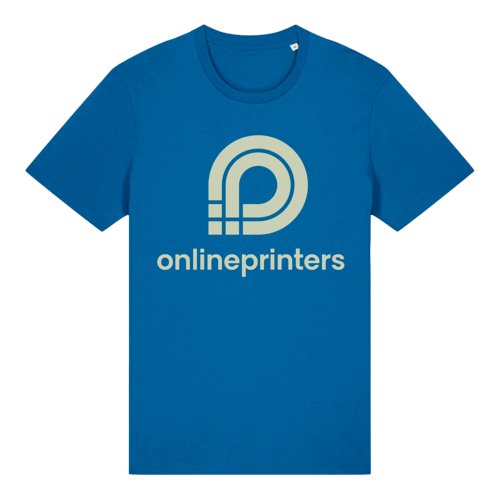 Knigsblaues Bio-Baumwoll-T-Shirt mit kurzen rmeln und Rundhalsausschnitt.