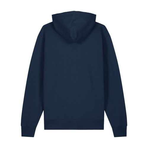 Marineblauer Hoodie aus Bio-Baumwolle mit Kapuze.
