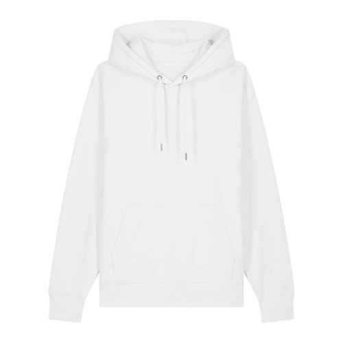 Weier Baumwoll-Hoodie, unisex, mit Kapuze und Kngurutasche.