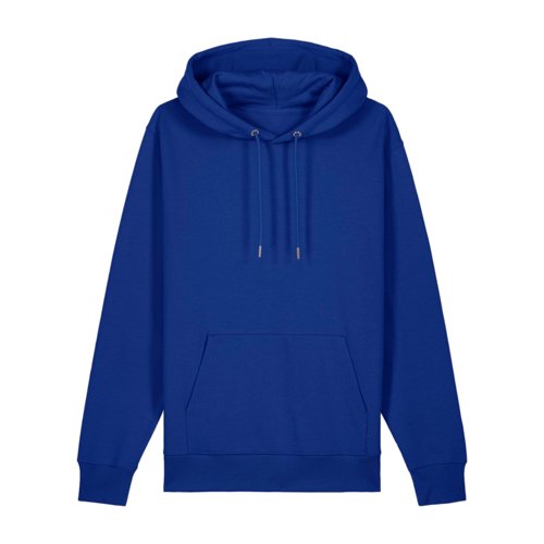 Dunkelblauer Baumwoll-Hoodie mit Kapuze und Kngurutasche.