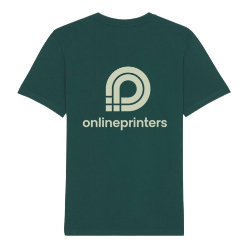 Dunkelgrnes Baumwoll-T-Shirt mit kurzen rmeln und Rundhalsausschnitt.