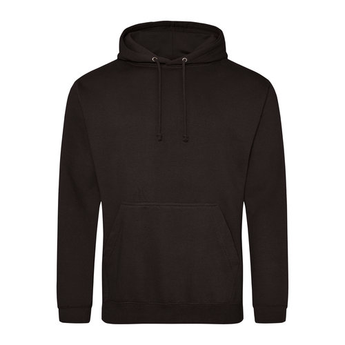 Schwarzer Hoodie aus Baumwollmischgewebe mit Kapuze und Kngurutasche.