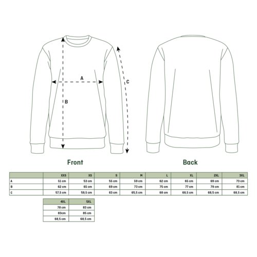 Unisex Sweatshirt aus Stoff mit Rundhalsausschnitt und langen rmeln.