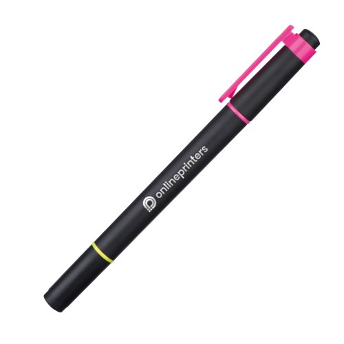 Schwarzer 2in1 Textmarker mit zwei unterschiedlichen Spitzen.