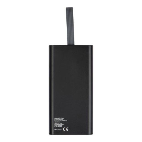 Transparente Powerbank mit USB-Anschlssen und Schlaufe.
