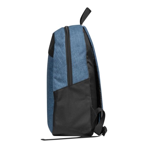 Dunkelblauer Rucksack mit Reiverschluss und Tragegriff.