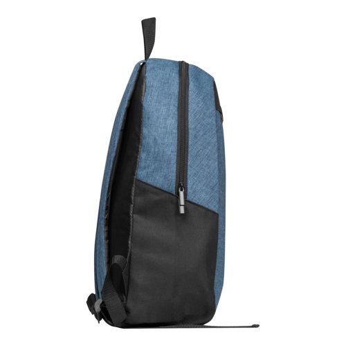 Dunkelblauer Rucksack mit Reiverschluss und verstellbaren Trgern.