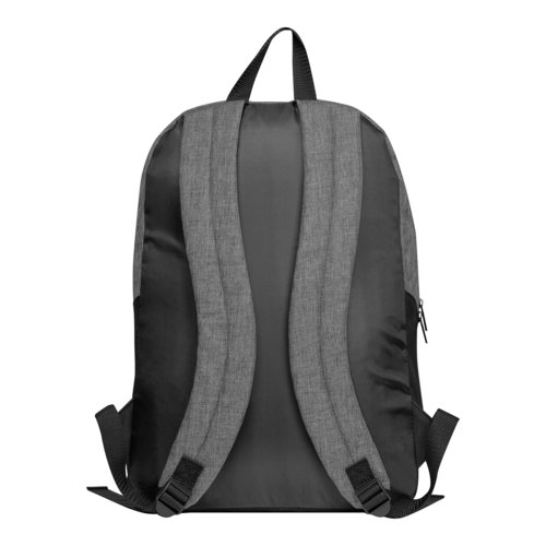 Grauer Rucksack mit verstellbaren Trgern und Reiverschluss.