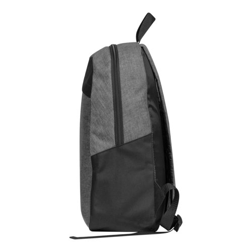 Grauer Stoff-Rucksack mit Reiverschluss und verstellbaren Trgern.