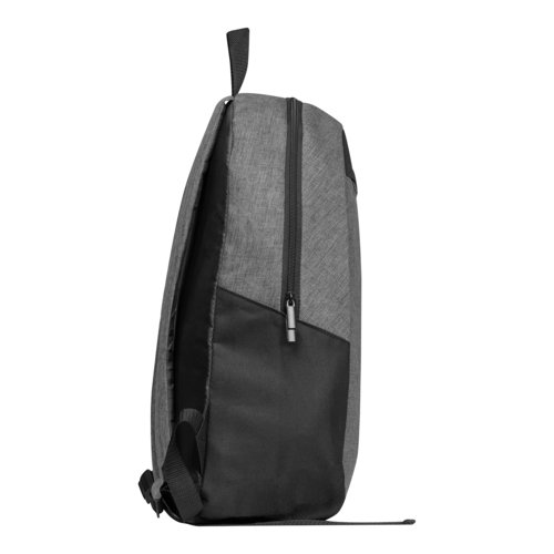 Grauer Rucksack mit Reiverschluss und verstellbaren Trgern.