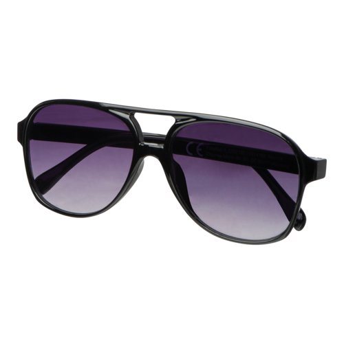 Schwarze Sonnenbrille im Pilotenstil mit Kunststoffrahmen.