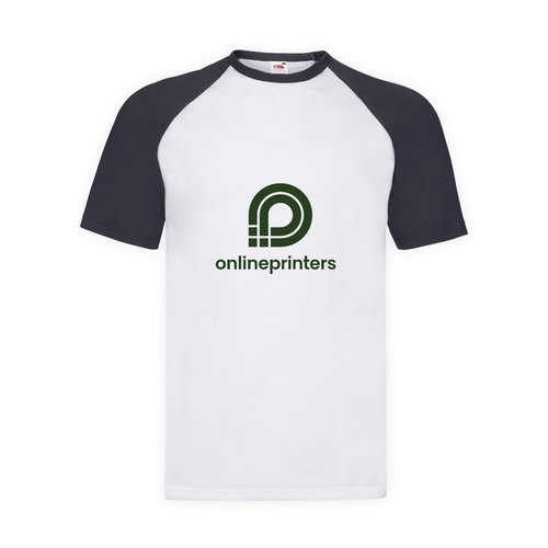 Wei/Navy Baumwoll-T-Shirt mit kurzen Raglanrmeln fr Herren.