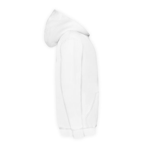 Weier Baumwoll-Polyester-Hoodie fr Kinder mit Kapuze und Kngurutasche.