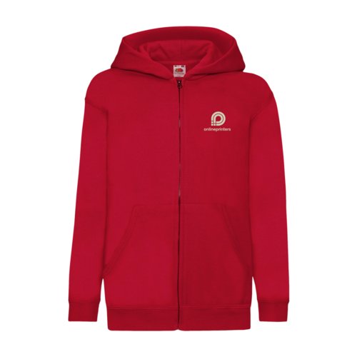 Rote Sweatjacke fr Kinder aus Baumwollmischung mit Kapuze und durchgehendem Reiverschluss.