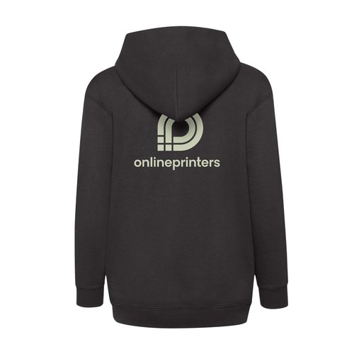 Schwarze Sweat-Jacke fr Kinder aus Baumwollmischgewebe mit Kapuze.
