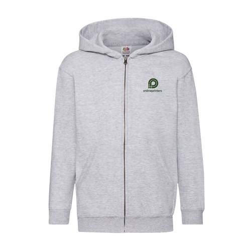 Grau melierte Sweatjacke aus Baumwollmischung mit Kapuze und durchgehendem Reiverschluss.
