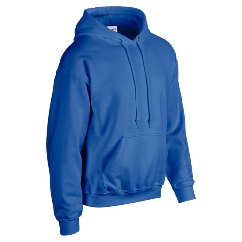 Knigsblauer Baumwoll-Polyester-Hoodie fr Herren mit Kngurutasche und Kapuze.