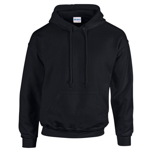 Schwarzer Hoodie aus Baumwollmischgewebe mit Kapuze und Kngurutasche.