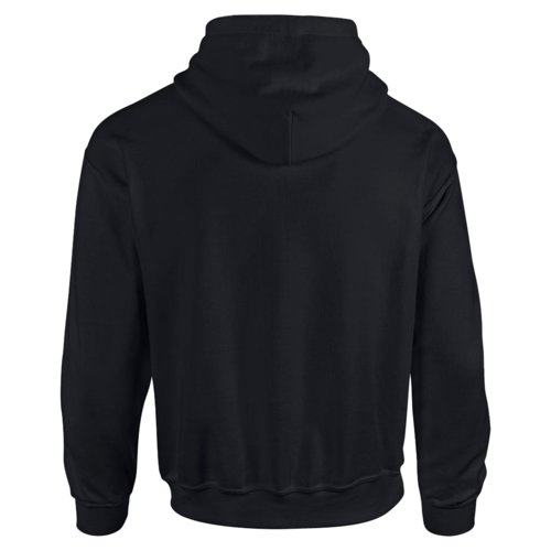 Schwarzer Hoodie aus Baumwollmischgewebe mit Kapuze und Kngurutasche.