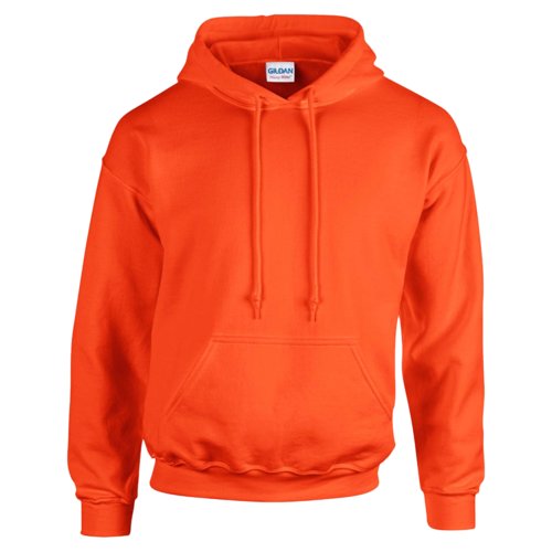 Oranger Hoodie aus Baumwollmischgewebe fr Herren mit Kapuze und Kngurutasche.