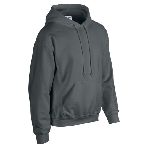 Anthrazitfarbener Baumwoll-Polyester-Hoodie fr Herren mit Kapuze und Kngurutasche.