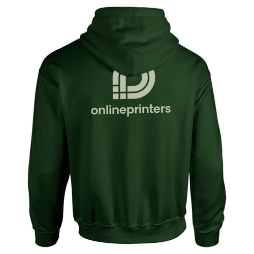 Dunkelgrner Hoodie aus Baumwollmischgewebe mit Kapuze und Kngurutasche.