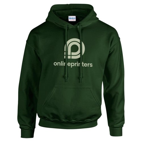 Grner Herren-Hoodie aus Mischgewebe mit Kapuze und Kngurutasche.