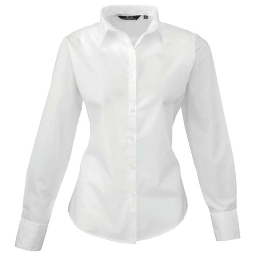 Weisse Poplin-Bluse aus Polyester-Baumwoll-Gemisch mit langen rmeln.