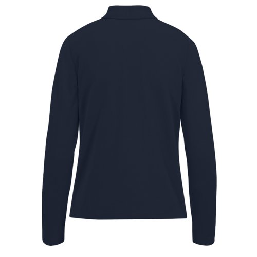 Marineblaues Baumwoll-Poloshirt fr Damen mit langen rmeln.