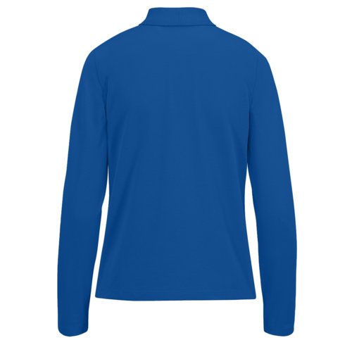 Knigsblaues Baumwoll-Poloshirt fr Damen mit langen rmeln.