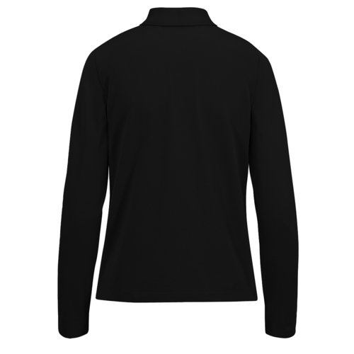 Schwarzes Baumwoll-Poloshirt fr Damen mit langen rmeln.