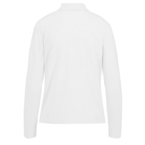 Weisses Baumwoll-Poloshirt, langrmlig, fr Damen.