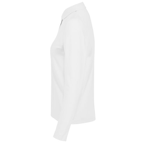 Weisses Baumwoll-Poloshirt, Langarm, Damen.
