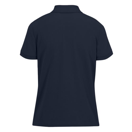 Marineblaues Polo-Shirt aus recyceltem Polyester und Baumwolle fr Damen.