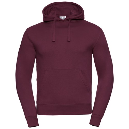 Burgunderfarbener Hoodie aus Baumwollmischung mit Kapuze und Kngurutasche.