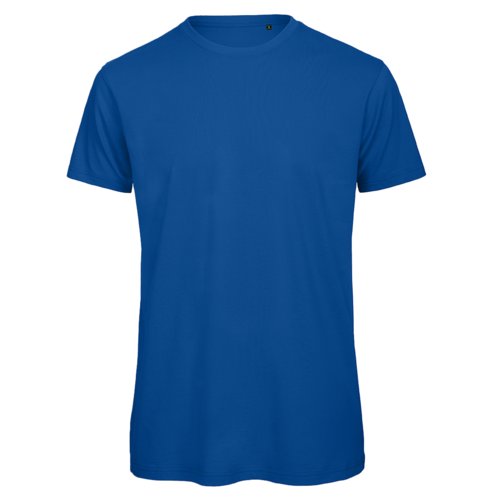 Königsblaues T-Shirt aus Bio-Baumwolle mit kurzen Ärmeln.