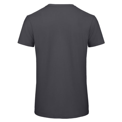 Dunkelgraues Baumwoll-T-Shirt mit kurzen Ärmeln.