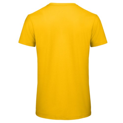 Goldgelbes T-Shirt aus Bio-Baumwolle mit kurzen Ärmeln.